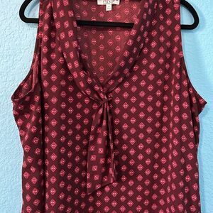 #136 Meera Lane,  printed sleeveless fancy tank style top size 2X